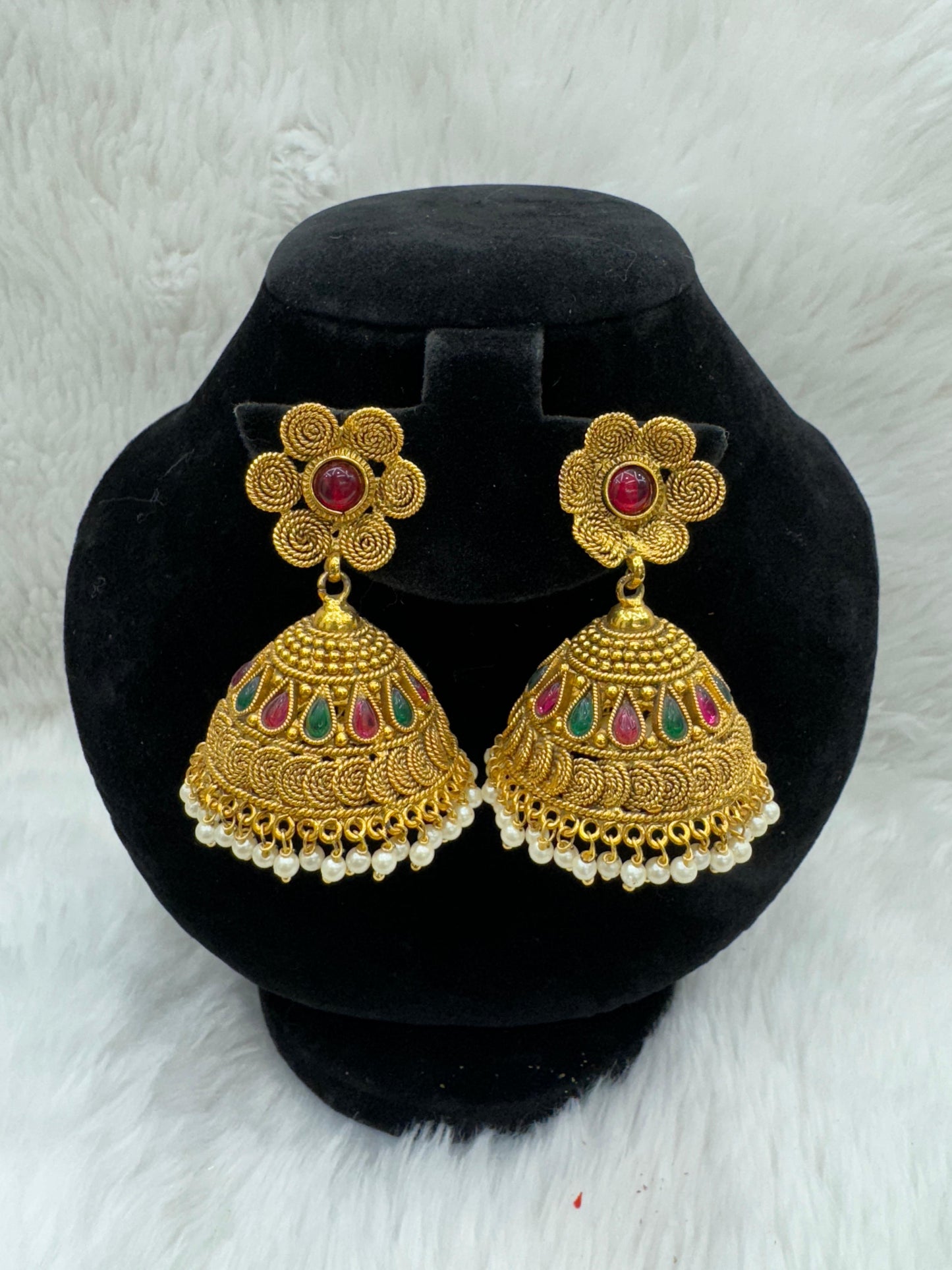"Gold-Plated With Multi stone Jimikki" Product code - 6081