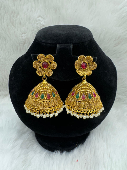 "Gold-Plated With Multi stone Jimikki" Product code - 6081