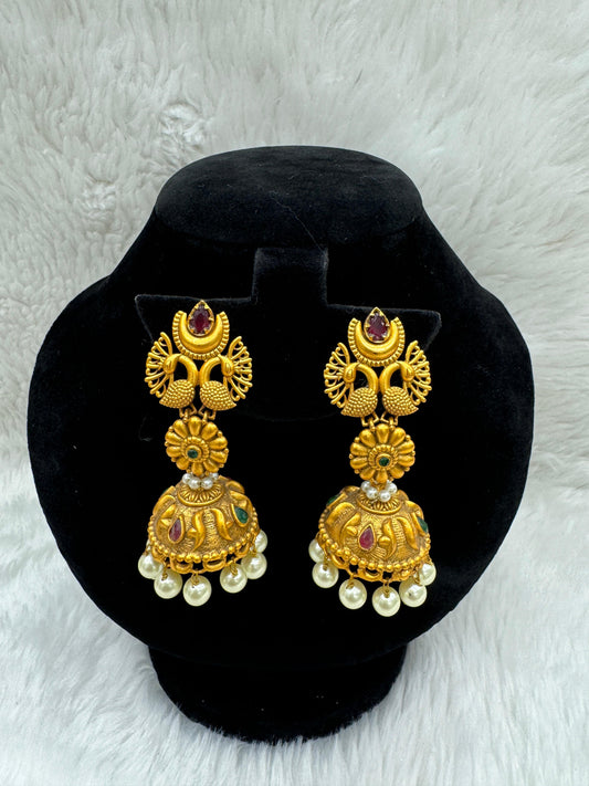 "Beautiful Gold-Plated With Multi stone Jimikki" Product code - 6087