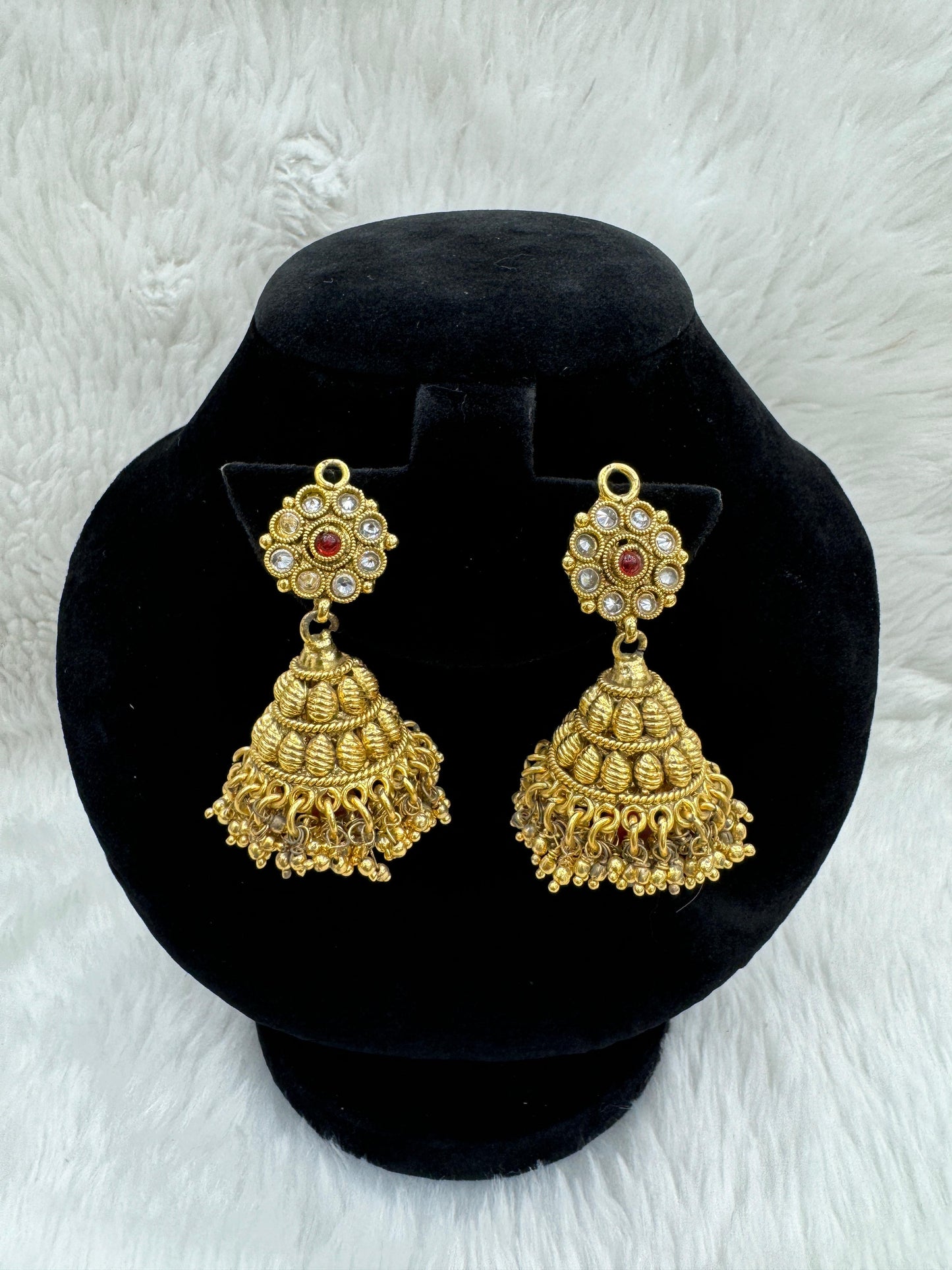 "Beautiful Polki With Red Pearl Jimikki" Product code - 6142