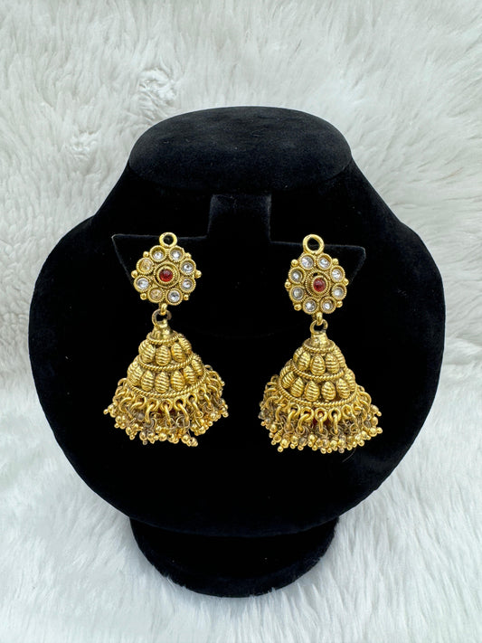 "Beautiful Polki With Red Pearl Jimikki" Product code - 6142