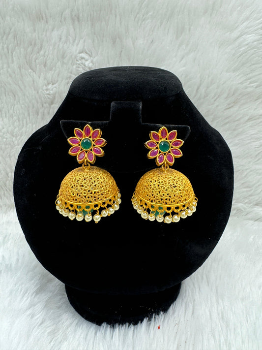 "Beautiful Gold-Plated With Matte & Pearl Jimikki" Product code - 6086