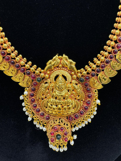 "Antique Lakshmi Coin Temple Necklace" Product Code - 6057