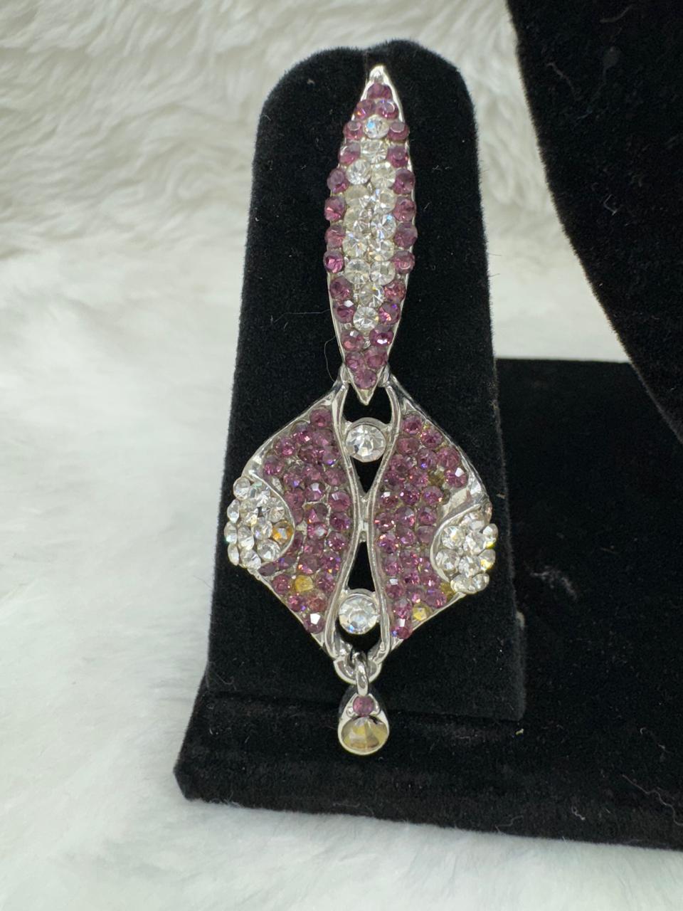 "Pink Crystal Leaf Necklace Set" Product Code- 6058