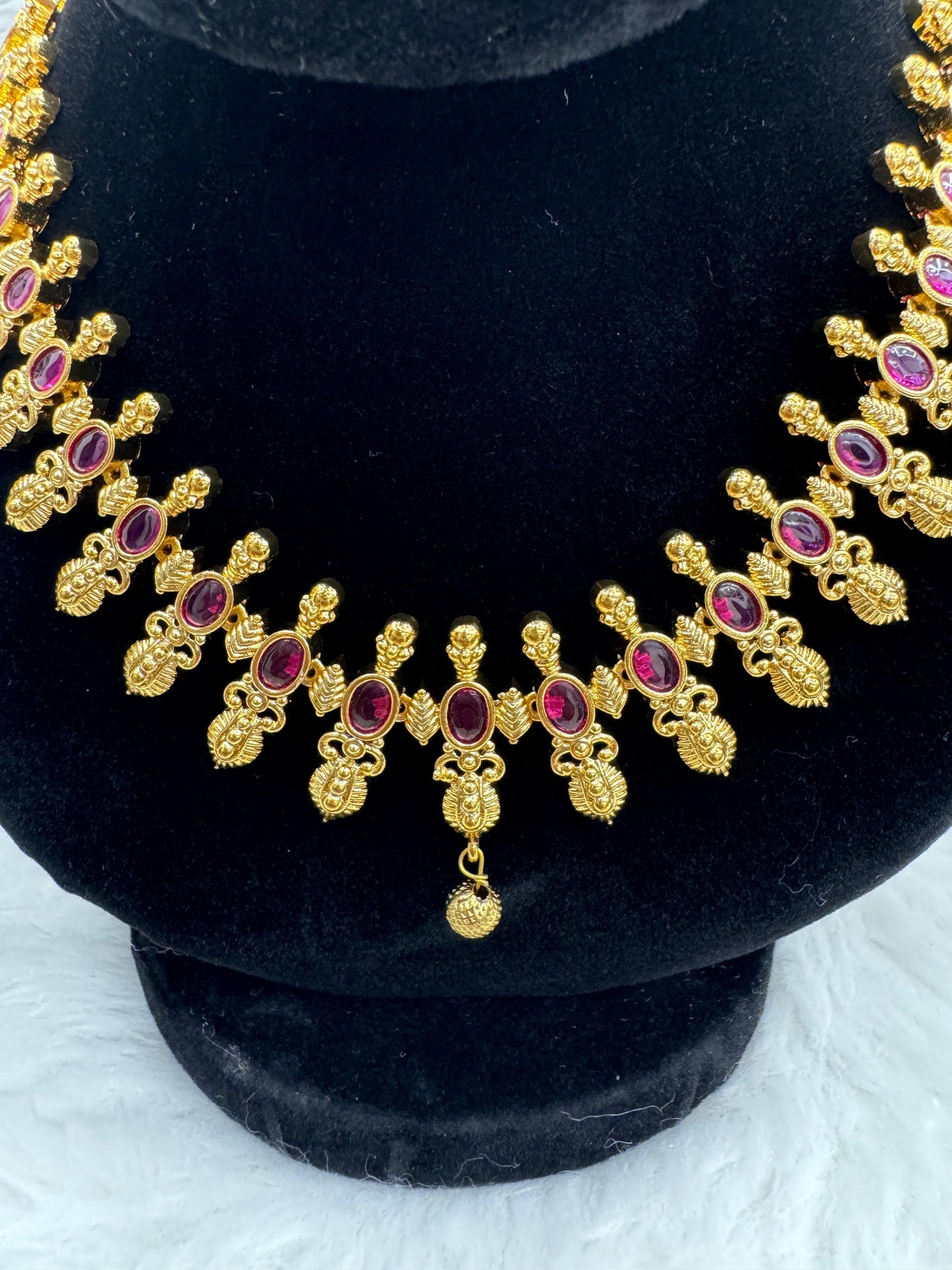 "Royal Ruby Kundan Gold Necklace Set" Product code - 6317