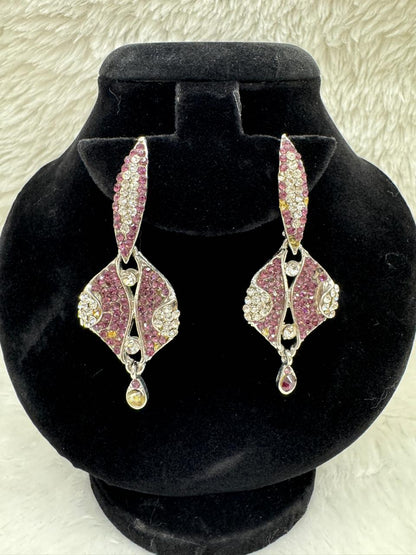 "Pink Crystal Leaf Necklace Set" Product Code- 6058