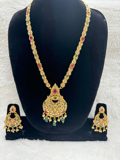 "Antique Kundan Temple Necklace & Jhumka Set" Product code- 6185