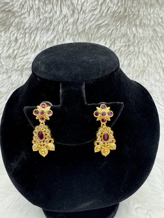 "Royal Ruby Kundan Gold Necklace Set" Product code - 6317