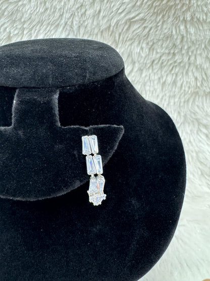 "Silver Crystal Necklace & Drop Earring Set" Product code - 6044