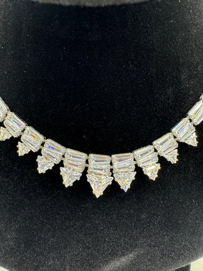 "Silver Crystal Necklace & Drop Earring Set" Product code - 6044
