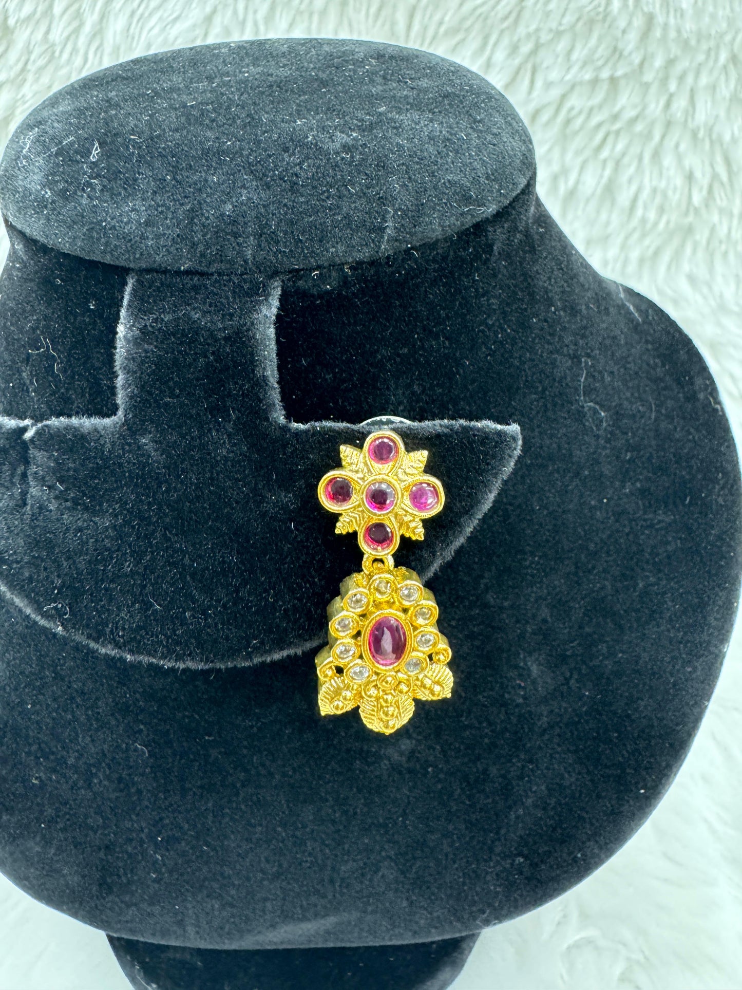 "Royal Ruby Kundan Gold Necklace Set" Product code - 6317