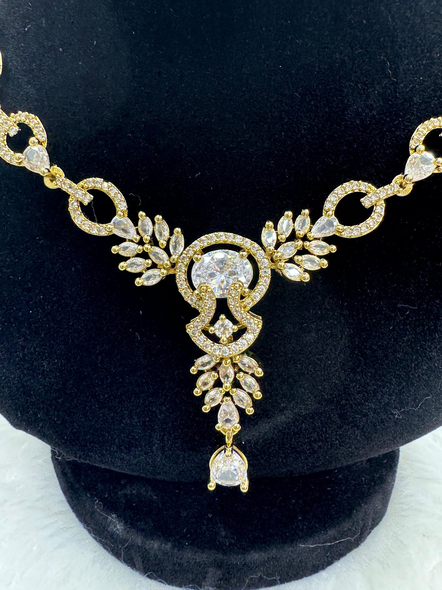 "Golden Radiance Crystal Necklace & Earring Set" Product code -6361