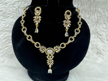 "Golden Radiance Crystal Necklace & Earring Set" Product code -6361