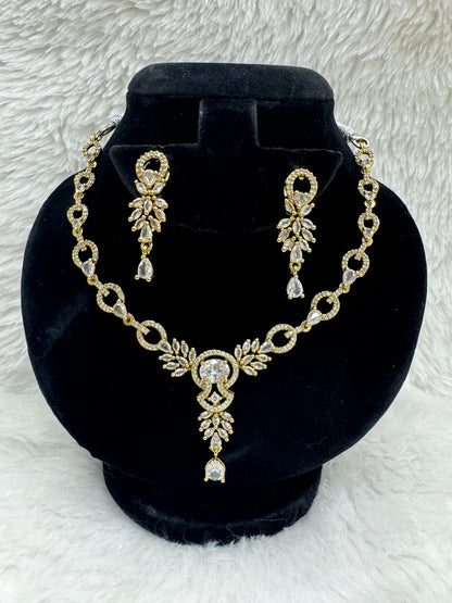 "Golden Radiance Crystal Necklace & Earring Set" Product code -6361