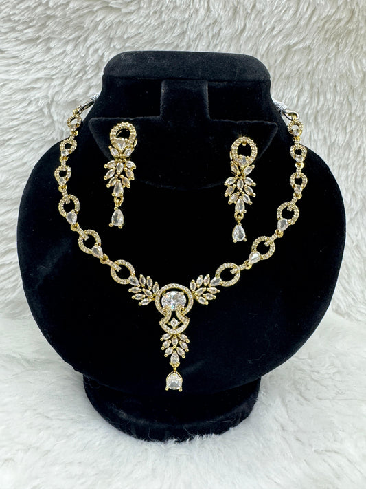 "Golden Radiance Crystal Necklace & Earring Set" Product code -6361