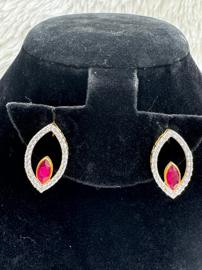 " Ruby Radiance Silver Crystal Necklace Set" Product code - 6039