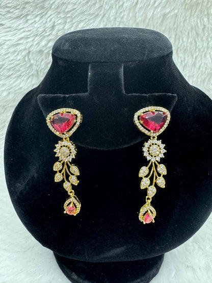 "Radiant Ruby Crystal Necklace & Earring Set " Product code - 6354