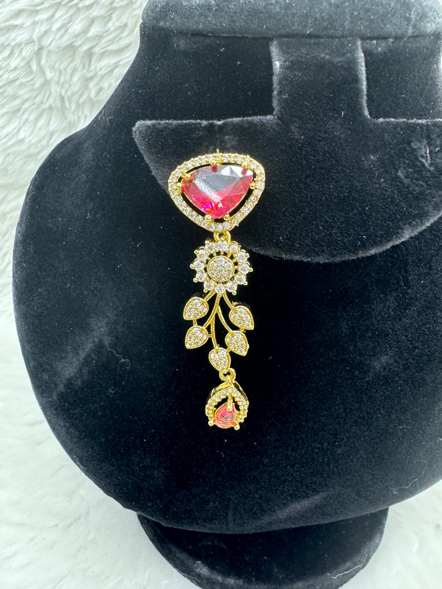 "Radiant Ruby Crystal Necklace & Earring Set " Product code - 6354