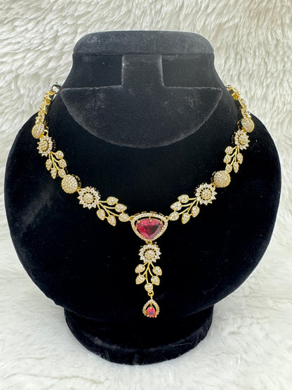 "Radiant Ruby Crystal Necklace & Earring Set " Product code - 6354