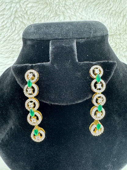 "Emerald Glow Gold Crystal Necklace Set" Product Code- 6037