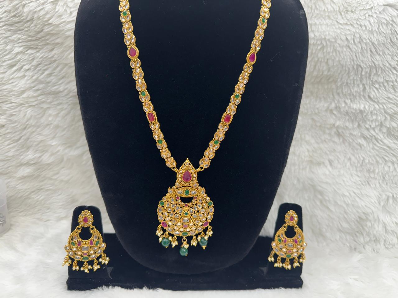 "Antique Kundan Temple Necklace & Jhumka Set" Product code- 6185