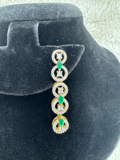 "Emerald Glow Gold Crystal Necklace Set" Product Code- 6037
