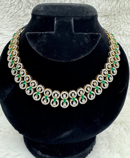 "Emerald Glow Gold Crystal Necklace Set" Product Code- 6037
