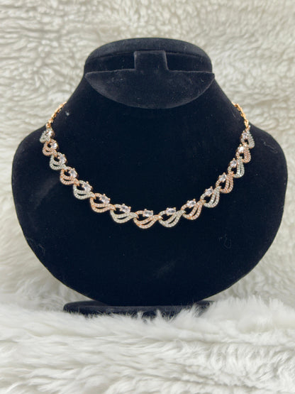 "Elegant Rose Gold Crystal Link Necklace Set" Product code- 6040
