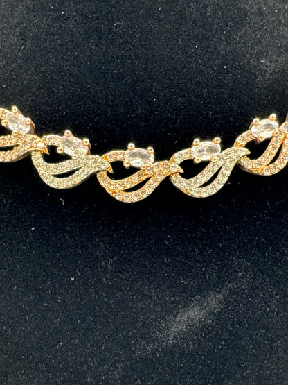 "Elegant Rose Gold Crystal Link Necklace Set" Product code- 6040