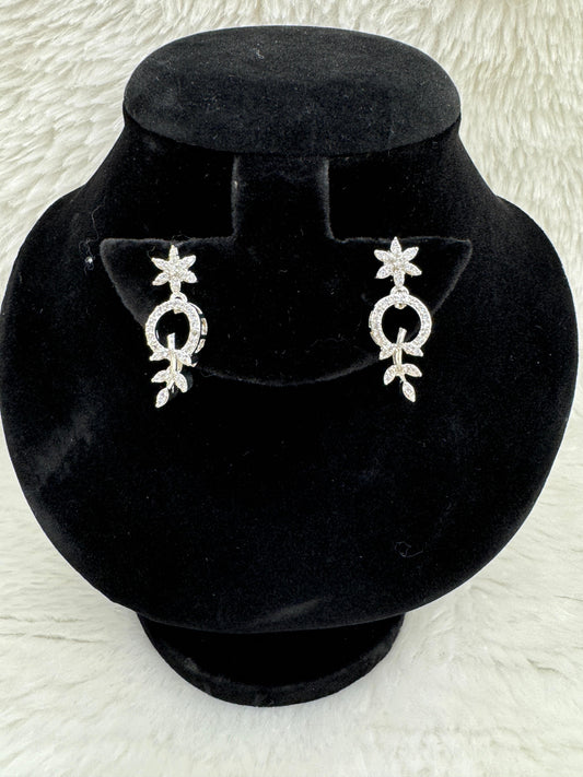 "Radiant Silver Crystal Circle Necklace & Earring Set" Product Code -6352