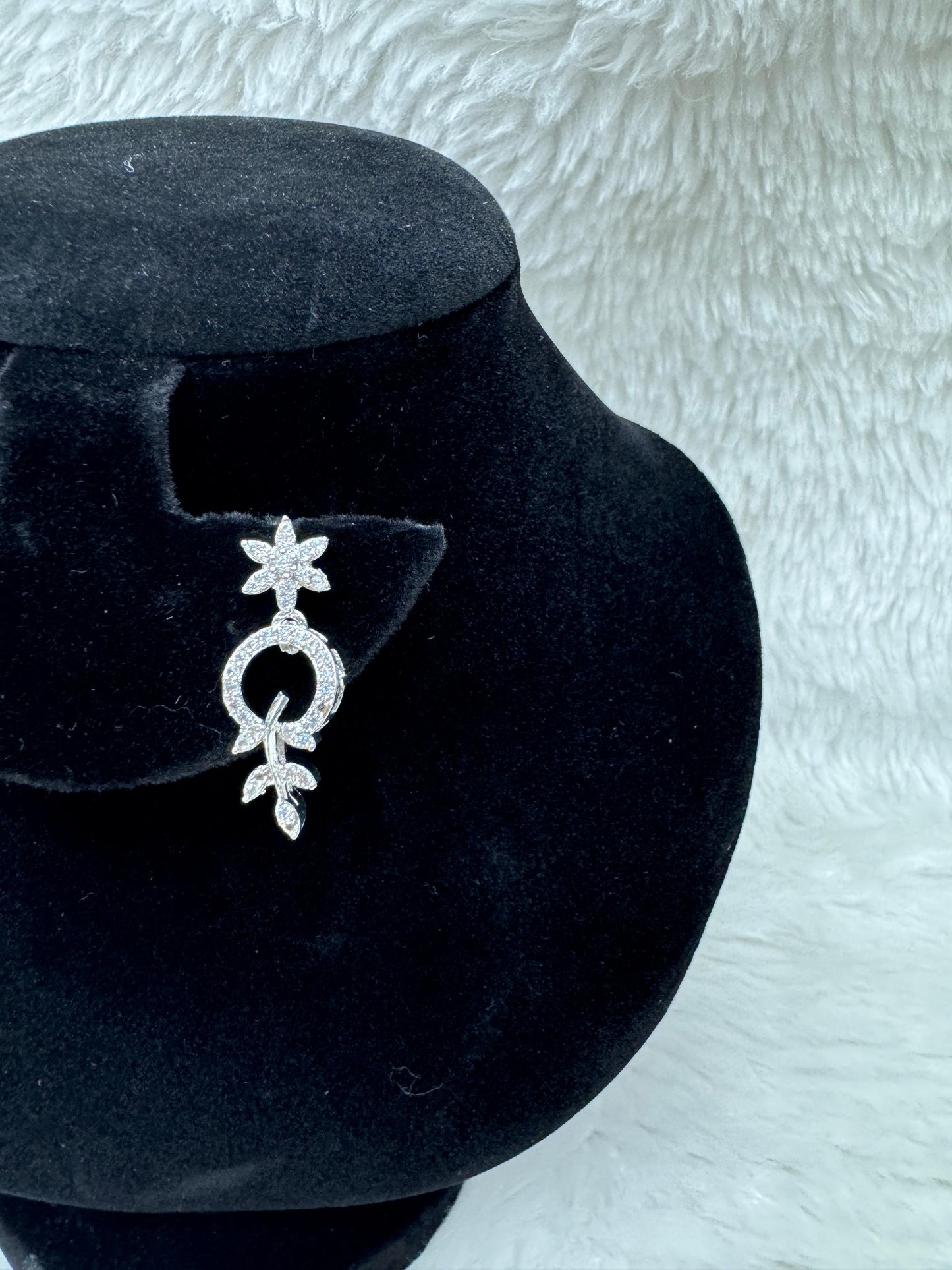 "Radiant Silver Crystal Circle Necklace & Earring Set" Product Code -6352