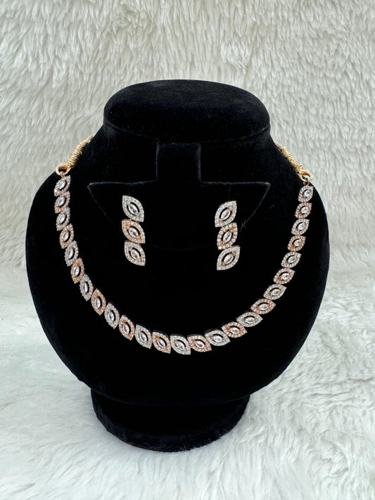 "White Stone Necklace & Earring Set" Product code - 6038