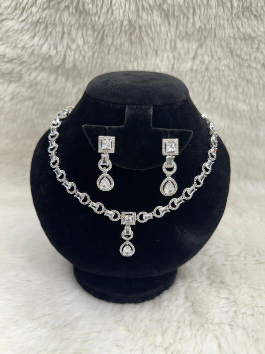"White Stone Necklace &amp; Earring Set" Product code - 6589