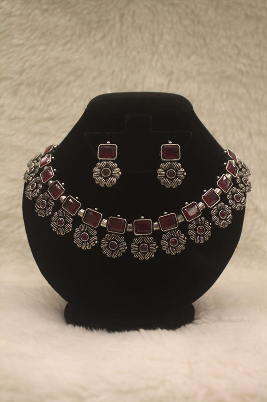 "Oxidised Jewellery Necklace &amp; Earring Set" Product code - 6192