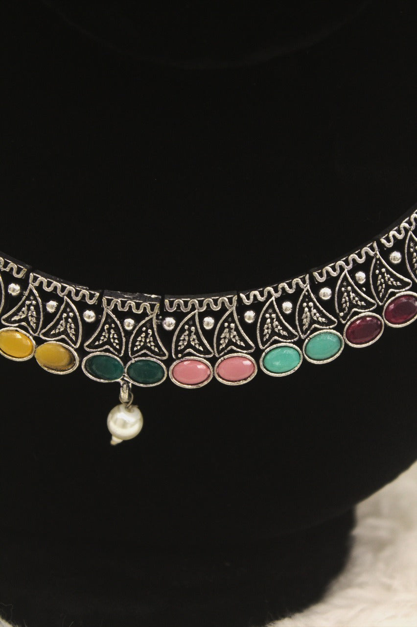 "Oxidised Jewellery Necklace &amp; Earring Set" Product code - 6194