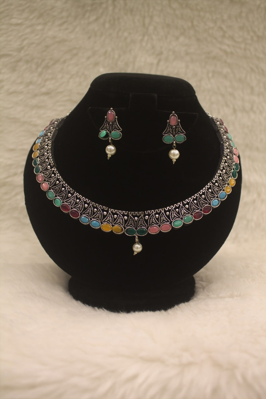 "Oxidised Jewellery Necklace &amp; Earring Set" Product code - 6194