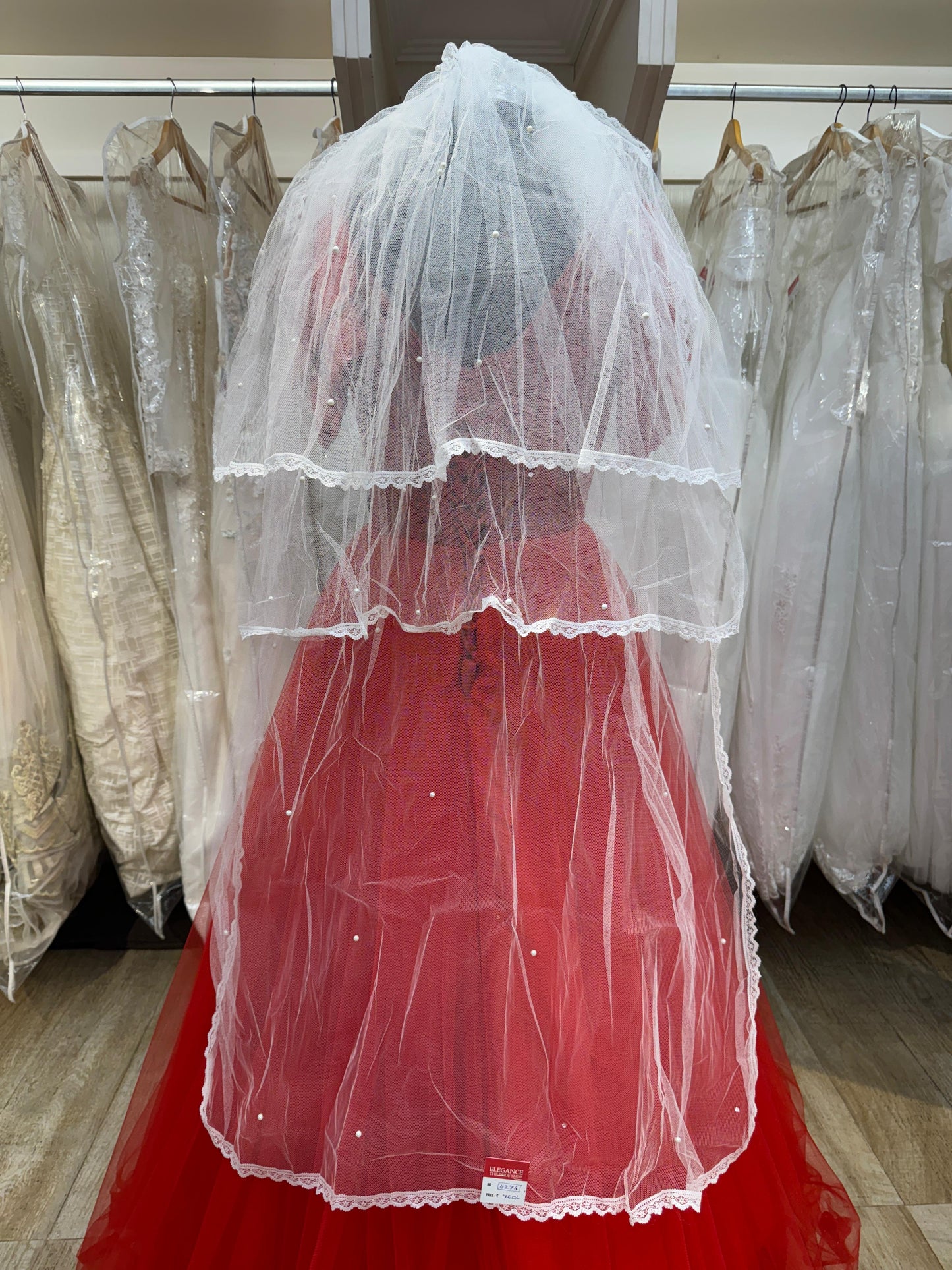 "Premium Long Bridal  White Veil" Product code-4276