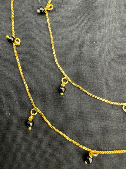Elegant Gold With Black Beads  Anklet" Product code - 6302