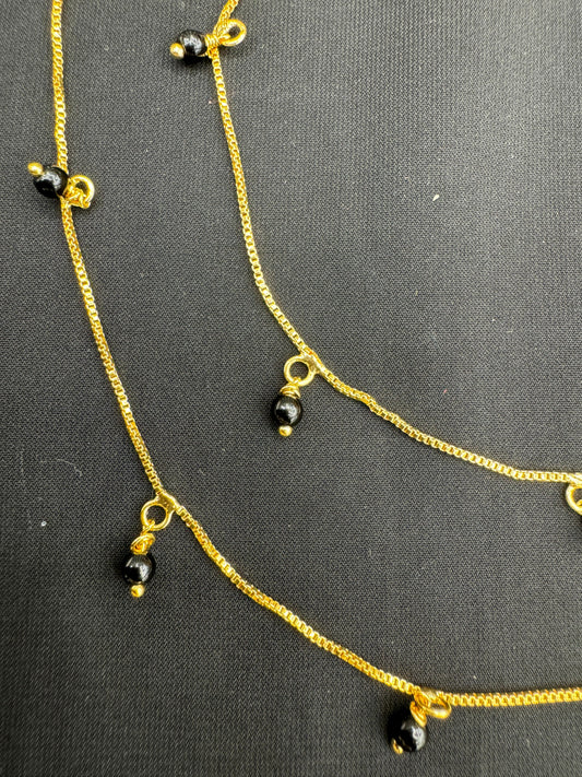 Elegant Gold With Black Beads  Anklet" Product code - 6302