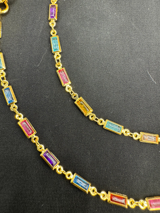 "Elegant Gold With Multi Colour Stone Anklet" Product code - 6756