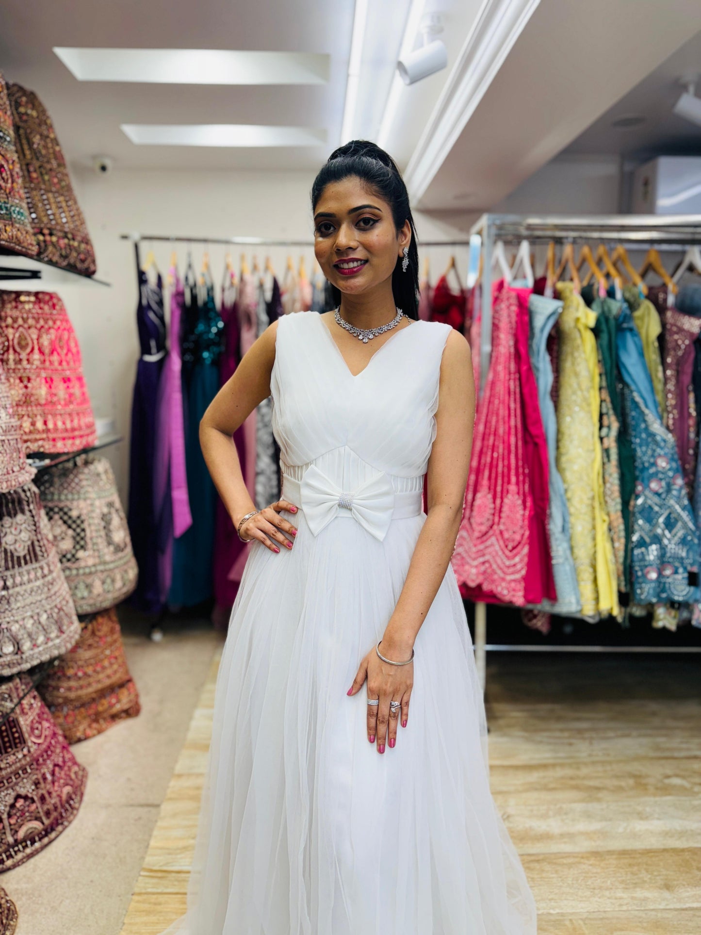 "Imperial Grace Bridal Ball Gown with Embroidered Lace & Without Sleeve" Product code - 2100
