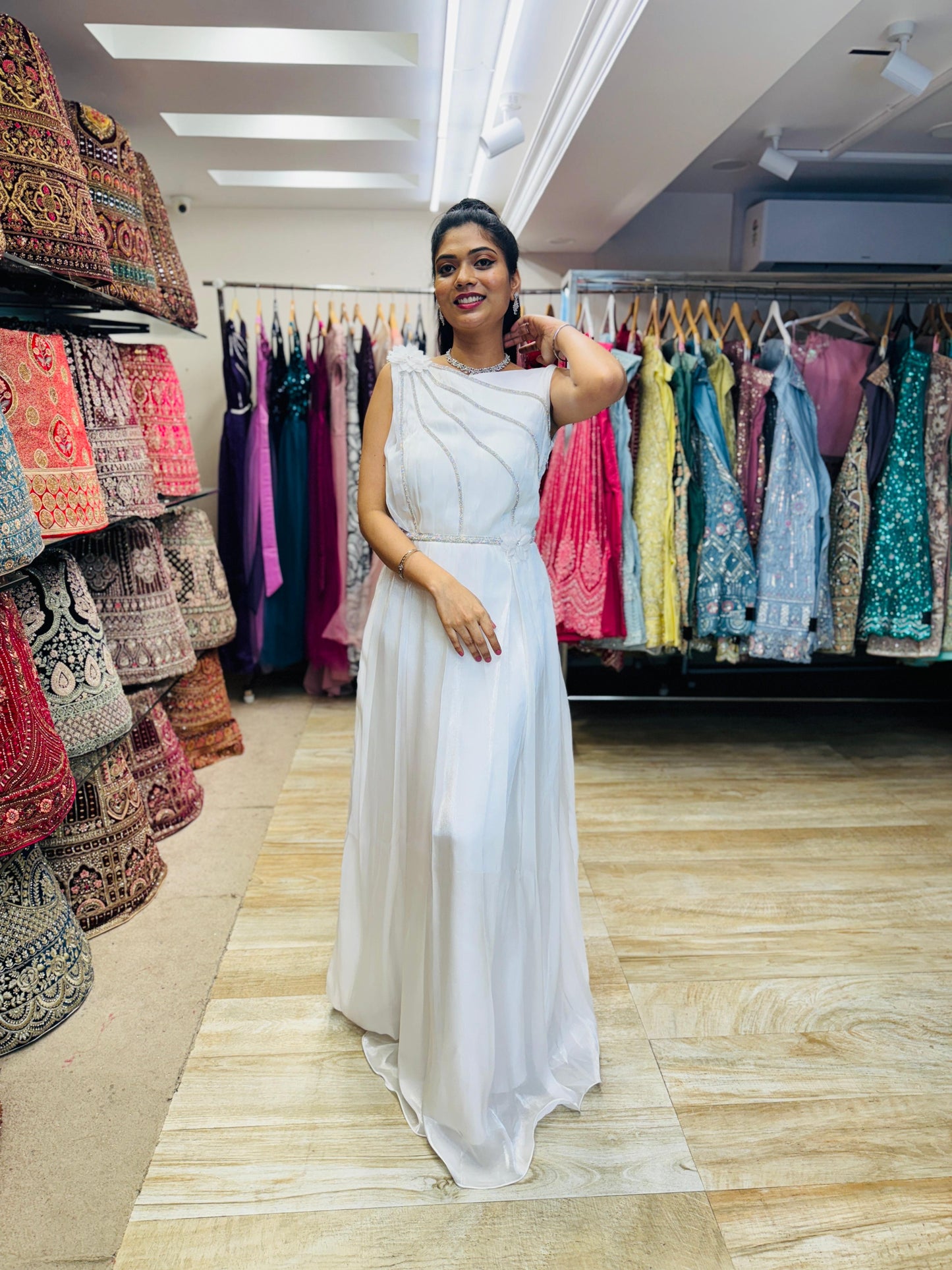 "Imperial Grace Bridal Ball Gown with Embroidered Lace & Without Sleeve" Product code - 2106