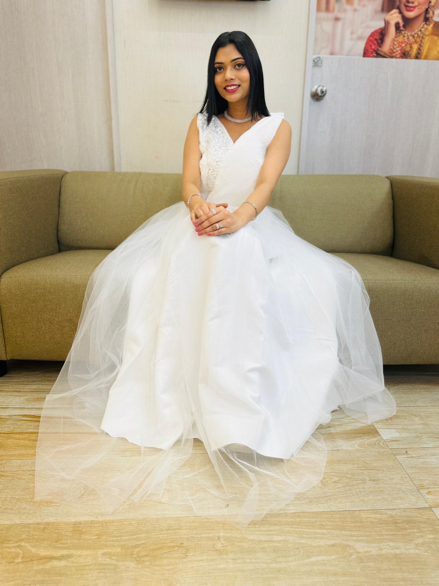 "Imperial Grace Bridal Ball Gown with Embroidered Lace & Without Sleeve" Product code - 2103