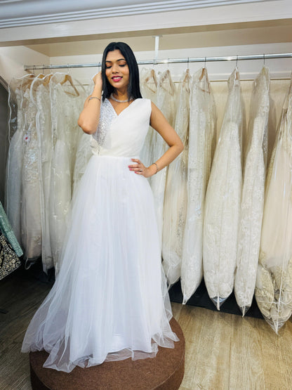 "Imperial Grace Bridal Ball Gown with Embroidered Lace & Without Sleeve" Product code - 2103