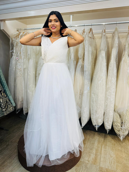 "Imperial Grace Bridal Ball Gown with Embroidered Lace & Without Sleeve" Product code - 2103