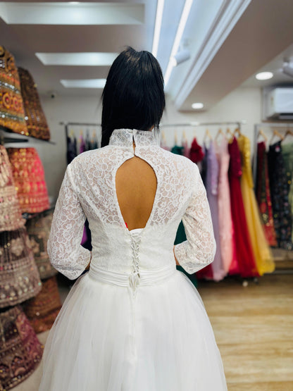 "White Beaded Tulle Ball Gown Wedding Dress" Product code -2115