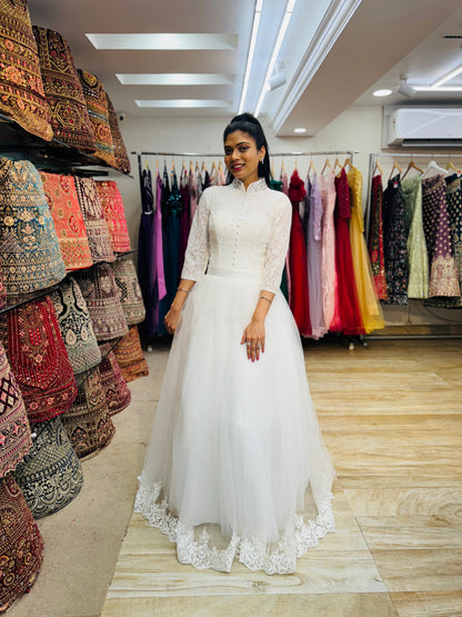 "White Beaded Tulle Ball Gown Wedding Dress" Product code -2115
