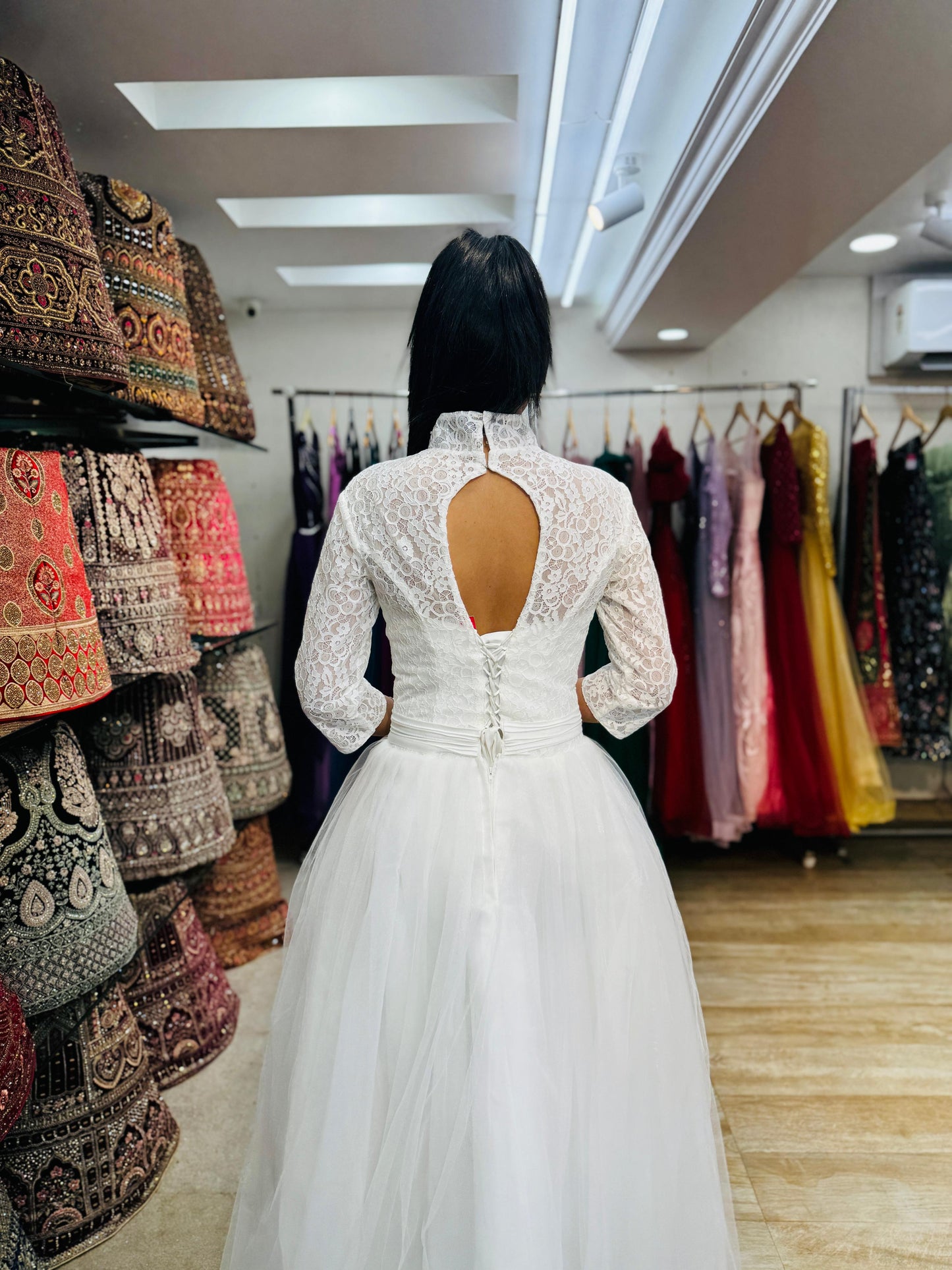 "White Beaded Tulle Ball Gown Wedding Dress" Product code -2115