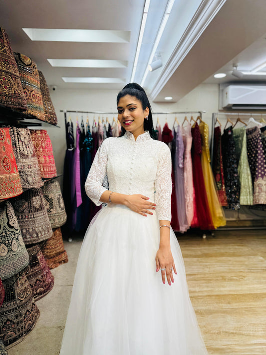 "White Beaded Tulle Ball Gown Wedding Dress" Product code -2115
