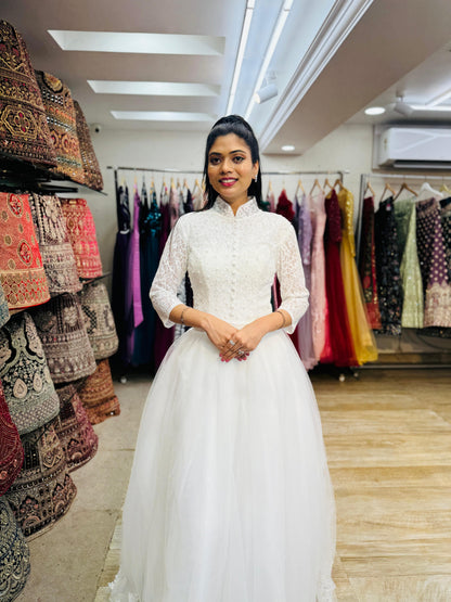 "White Beaded Tulle Ball Gown Wedding Dress" Product code -2115